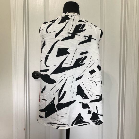 Vince Camuto Women's Blouse Sleeveless Tie Neck Detail Black White Size‎ Medium - Picture 4 of 8